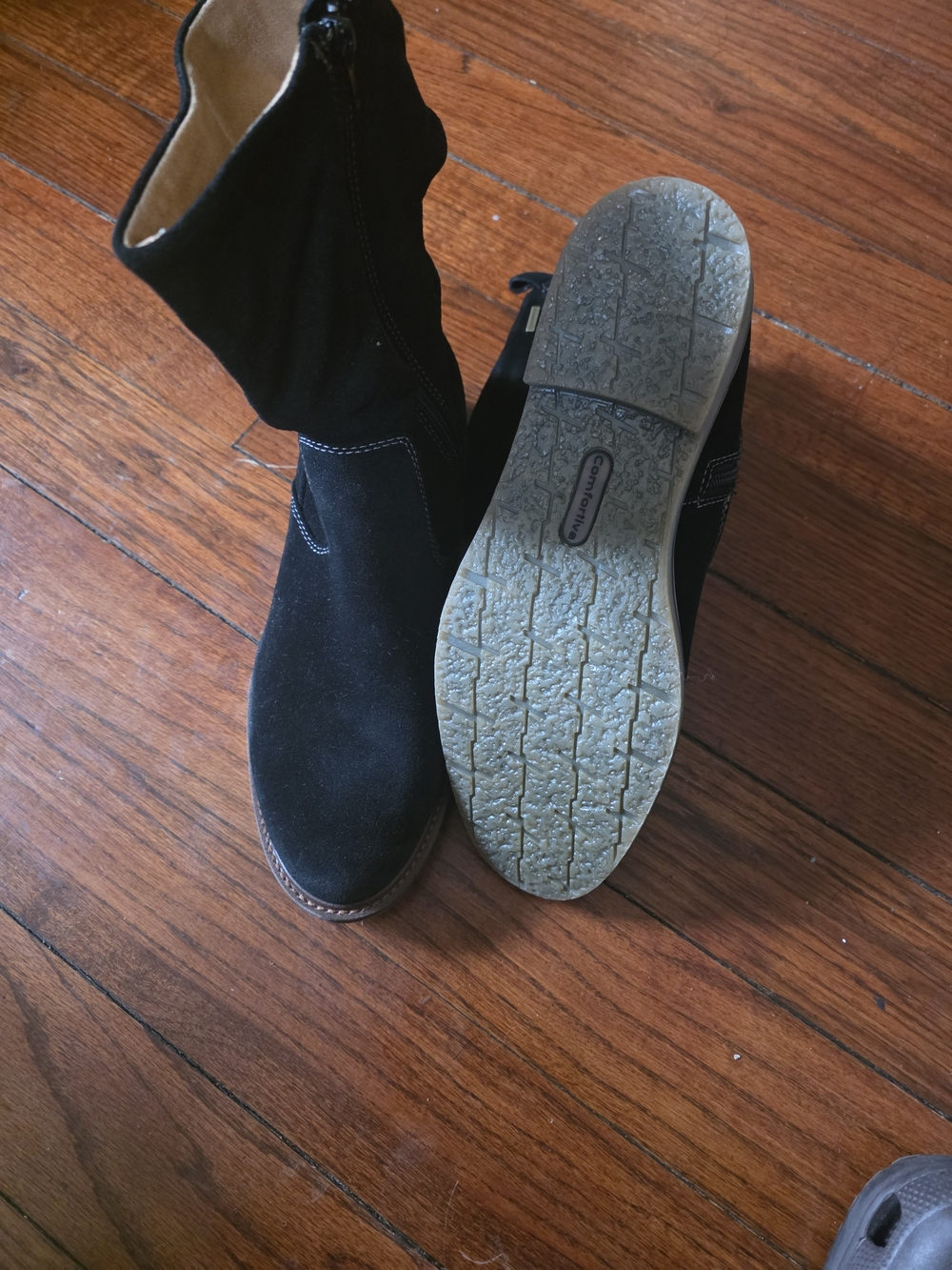 Comfortiva Black Suede Slouch Ankle Boots - Picture 3 of 4